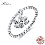 Sterling Silver Puppy Cat Paws Ring with Bear Paw Pendant Charm CZ Rings