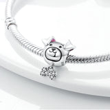 Dog & Bone Bead Charm for Bracelet Necklace, Silver Plated DIY Jewelry
