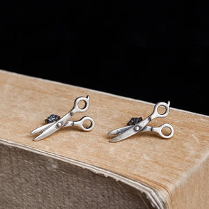 925 Sterling Silver Scissors Style Stud Earrings