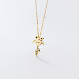 S925 Sterling Silver Goldfish Pendant Necklace Synthetic Red Gemstone Jewelry