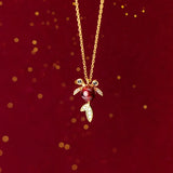 S925 Sterling Silver Goldfish Pendant Necklace Synthetic Red Gemstone Jewelry