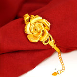 14K Rose Shaped Bangles for Women - Elegant Hand Chain for Wedding