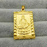 14K Dragon Relief Shape Square Pendant for Women Men