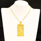 18K 999 Hollow Square Horse Pendant Lucky Necklaces Men Father Wedding Christmas
