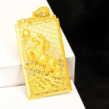 18K 999 Hollow Square Horse Pendant Lucky Necklaces Men Father Wedding Christmas