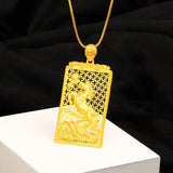 18K 999 Hollow Square Horse Pendant Lucky Necklaces Men Father Wedding Christmas