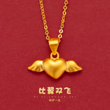 18K 999 Romantic Angel Heart Pendant Necklace for Women