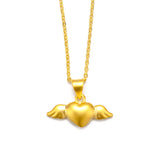 18K 999 Romantic Angel Heart Pendant Necklace for Women