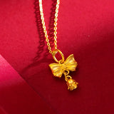 18K Yellow Bell Orchid Pendant Necklace for Women