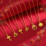 18K Yellow Bell Orchid Pendant Necklace for Women