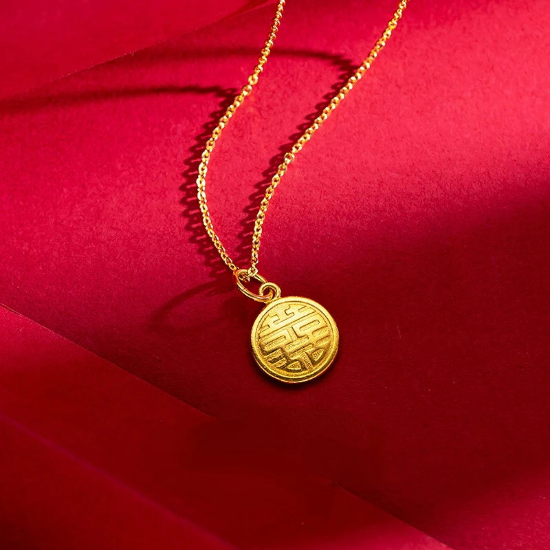 18K Yellow Bell Orchid Pendant Necklace for Women