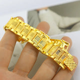 Pure 18K 999 Yellow Men's Bracelet Classic Wedding Christmas Jewelry