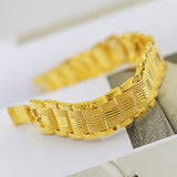 Pure 18K 999 Yellow Men's Bracelet Classic Wedding Christmas Jewelry