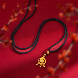 18K 999 Yellow Kids Safety Lock Pendant Necklace