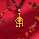 18K 999 Yellow Kids Safety Lock Pendant Necklace