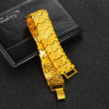 18K 999 Yellow Dragon Pattern Bracelet for Men Classic Wedding Jewelry