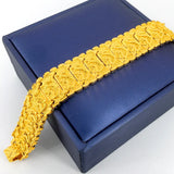 18K 999 Yellow Dragon Pattern Bracelet for Men Classic Wedding Jewelry