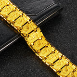 18K 999 Yellow Dragon Pattern Bracelet for Men Classic Wedding Jewelry