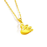 18K Cygnet Clavicle Necklace Chain 999 Fine Jewelry