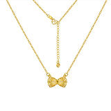 18K Hollow Bow Women Bride Wedding 999 Charms Jewelry Necklace
