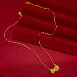 18K Hollow Bow Women Bride Wedding 999 Charms Jewelry Necklace