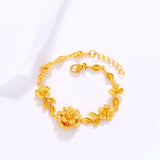 18K Immortal Flower Bangles Jewelry Women Wedding Engagement Bracelet