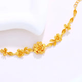 18K Immortal Flower Bangles Jewelry Women Wedding Engagement Bracelet