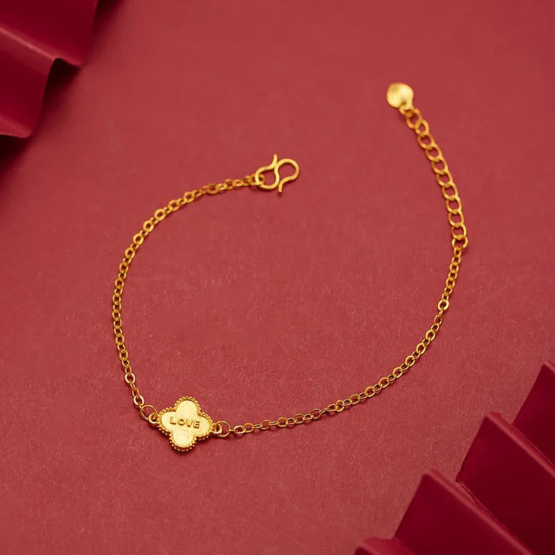 18K Love Pendant Bracelet Vintage Jewelry Woman