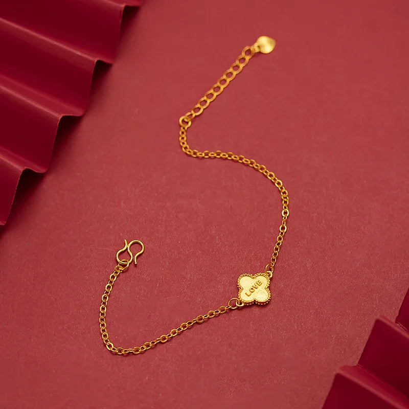 18K Love Pendant Bracelet Vintage Jewelry Woman
