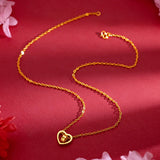 18K Heart Pendant Necklace with Rotating Ring - Fine Jewelry Wedding Gift