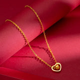 18K Heart Pendant Necklace with Rotating Ring - Fine Jewelry Wedding Gift