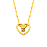 18K Heart Pendant Necklace with Rotating Ring - Fine Jewelry Wedding Gift