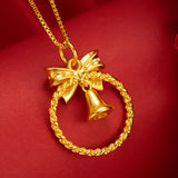 18K Butterfly Bell Pendant Necklace for Women