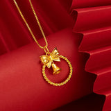 18K Butterfly Bell Pendant Necklace for Women
