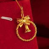 18K Butterfly Bell Pendant Necklace for Women