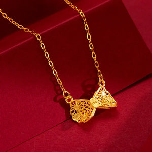 18K Bow Pendant Necklace for Women Charming Jewelry Gift