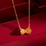 18K Bow Pendant Necklace for Women Charming Jewelry Gift