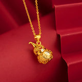 18K Necklace Lucky Gourd Pendant Women Charm Jewelry Wedding Party Gift