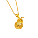 18K Necklace Lucky Gourd Pendant Women Charm Jewelry Wedding Party Gift