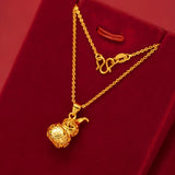 18K Necklace Lucky Gourd Pendant Women Charm Jewelry Wedding Party Gift
