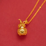 18K Necklace Lucky Gourd Pendant Women Charm Jewelry Wedding Party Gift