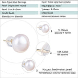 18K Pearl Earrings For Women Freshwater Pearls 3 Colors Fine Wedding Accessories
