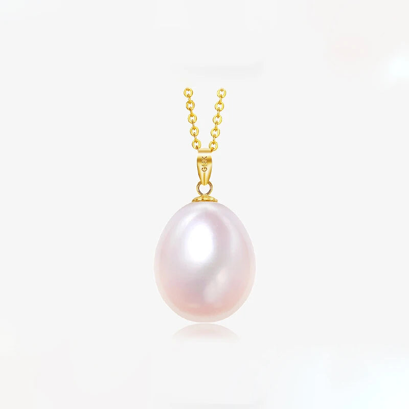 18K Yellow Freshwater Pearl Pendant Necklace for Women