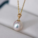18K Yellow Freshwater Pearl Pendant Necklace for Women
