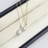 18K Yellow Freshwater Pearl Pendant Necklace for Women