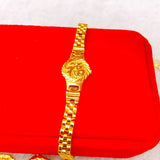 24K 999 Yellow Sun Flower Bracelet Women Watch Buckle Christmas Jewelry