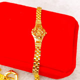24K 999 Yellow Sun Flower Bracelet Women Watch Buckle Christmas Jewelry
