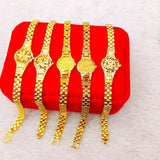 24K 999 Yellow Sun Flower Bracelet Women Watch Buckle Christmas Jewelry