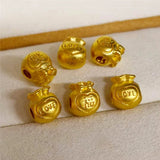 24K 999 Gold Women LOVE FU Bag Bead 0.1-0.2g 6*5.2*1.6mm