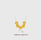 24k Frosted Lucky Beads Necklace Chain for Women Girl Wedding Fine Jewelry